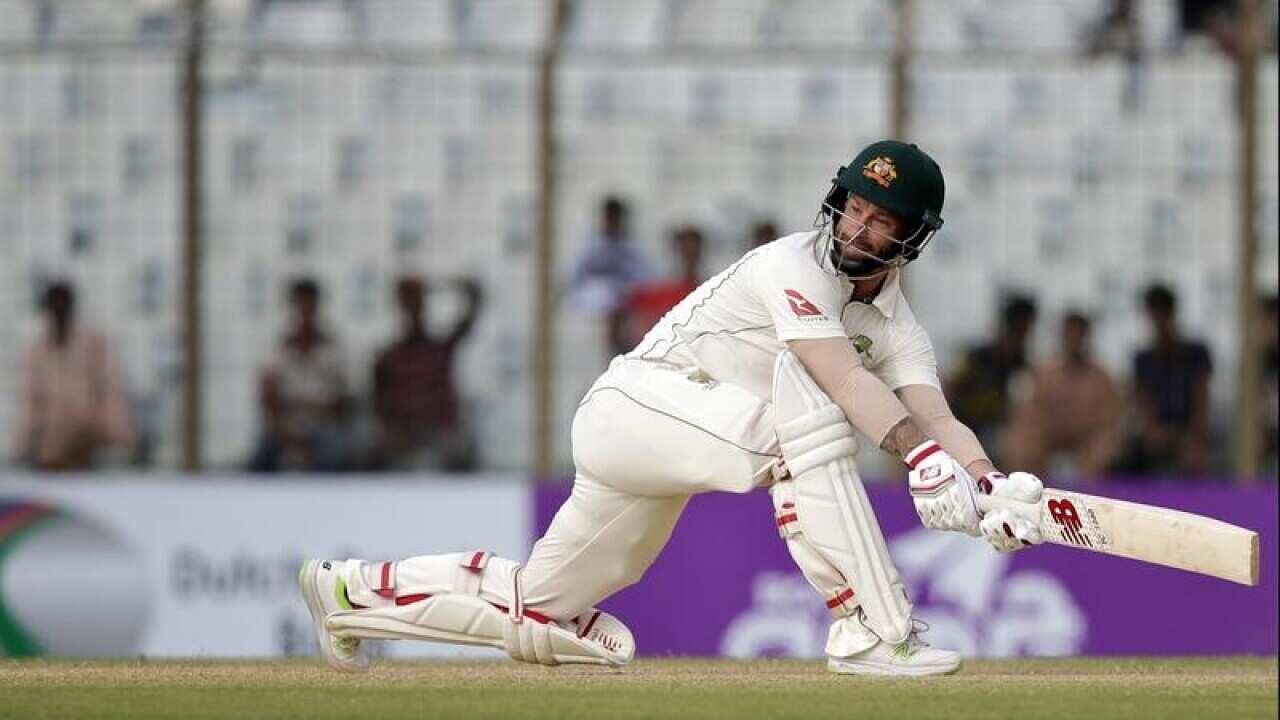 Australia's Matthew Wade plays a shot.