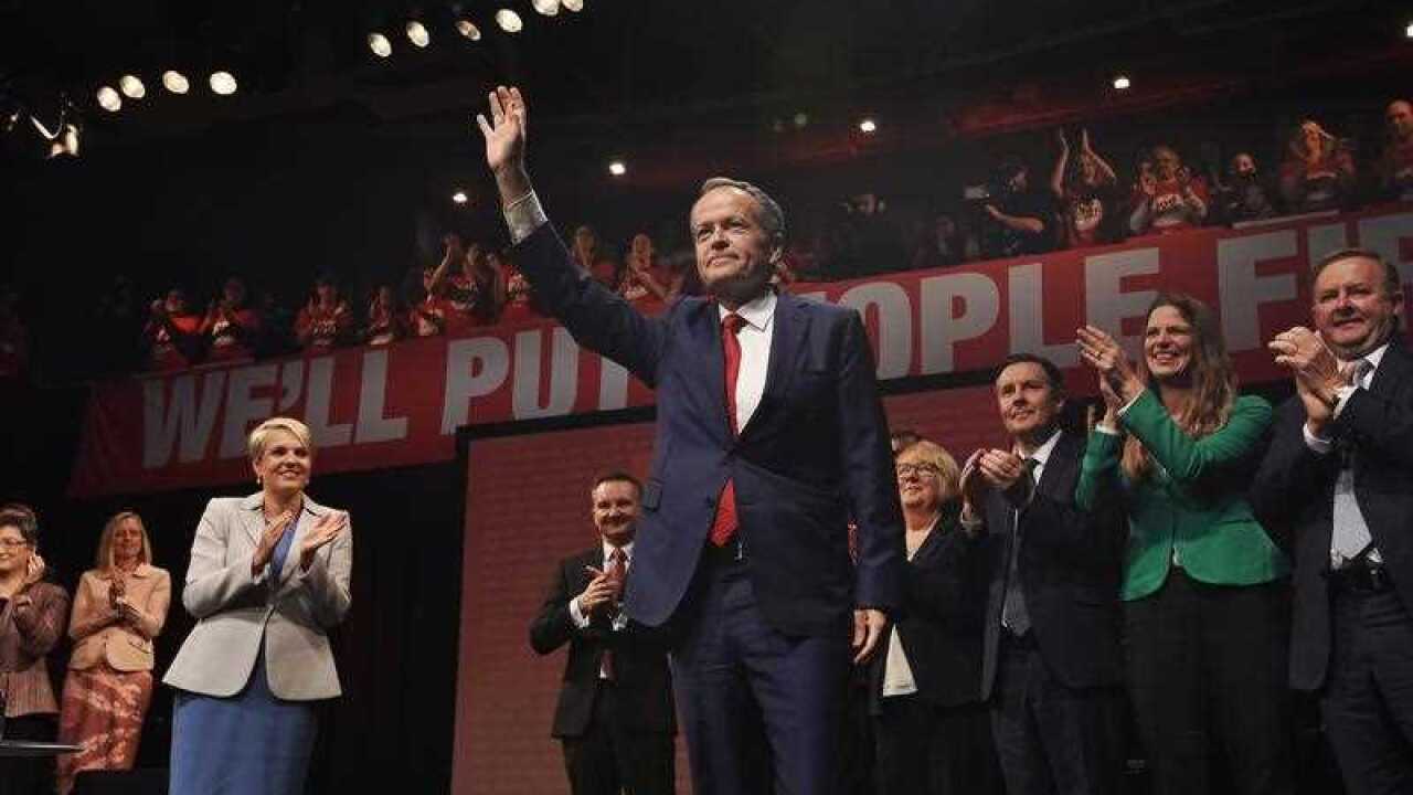 Leader of the Opposition Bill Shorten arrives at the Labor campaign launch in Penrith, Sydney.