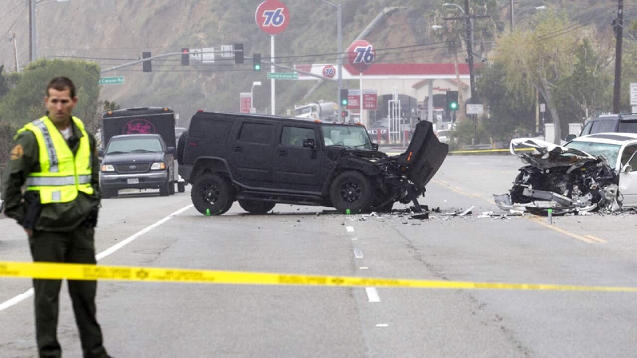 The scene of a collision involving three vehicles in Malibu