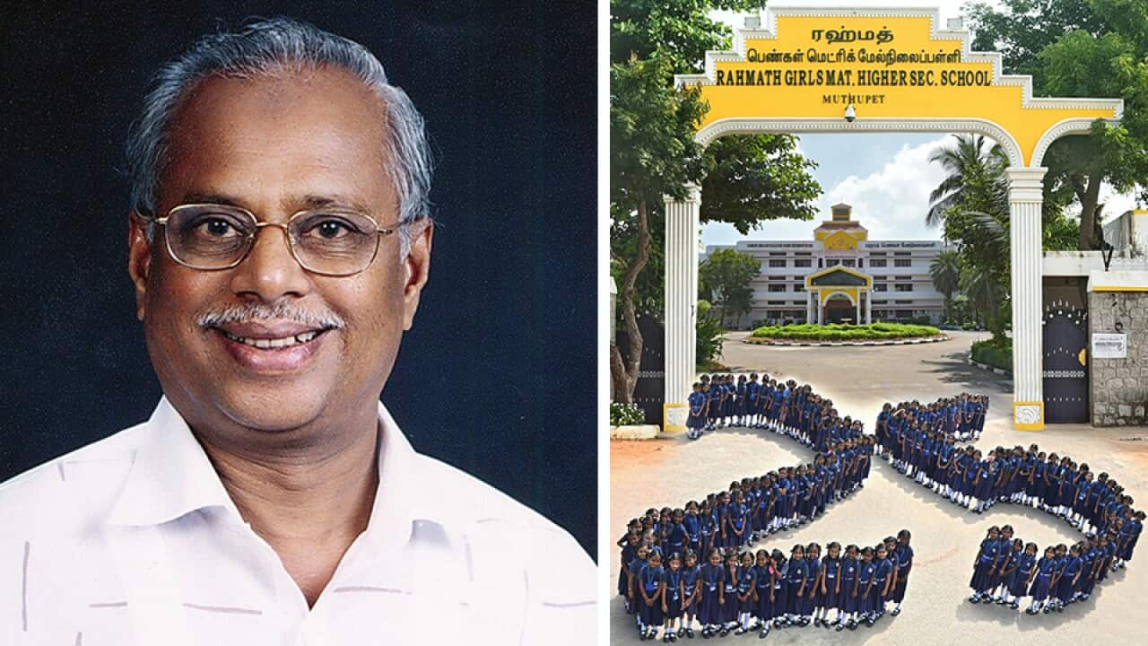 Musthafa Mohamed M A (left), and the School he started for Girls