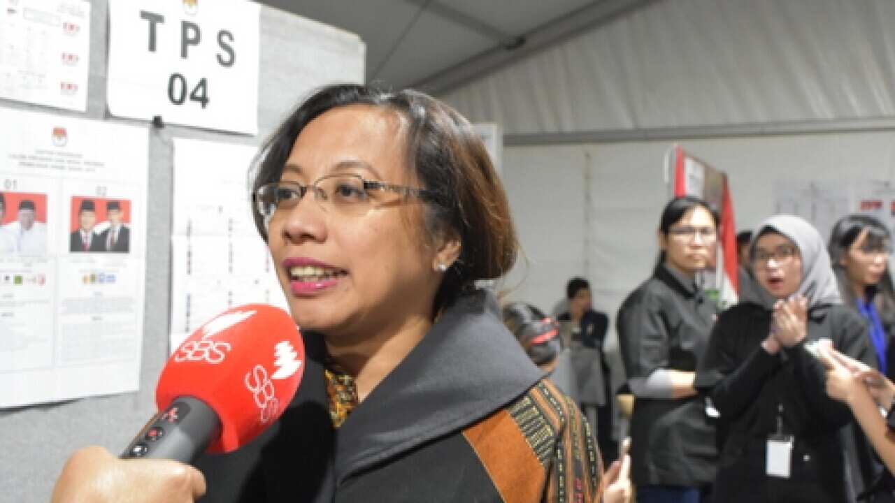 The Indonesian Consul General for the Republic of Indonesia in Victoria and Tasmania, at the polling booth in Melbourne on Saturday evening, 13 Apr 2019.