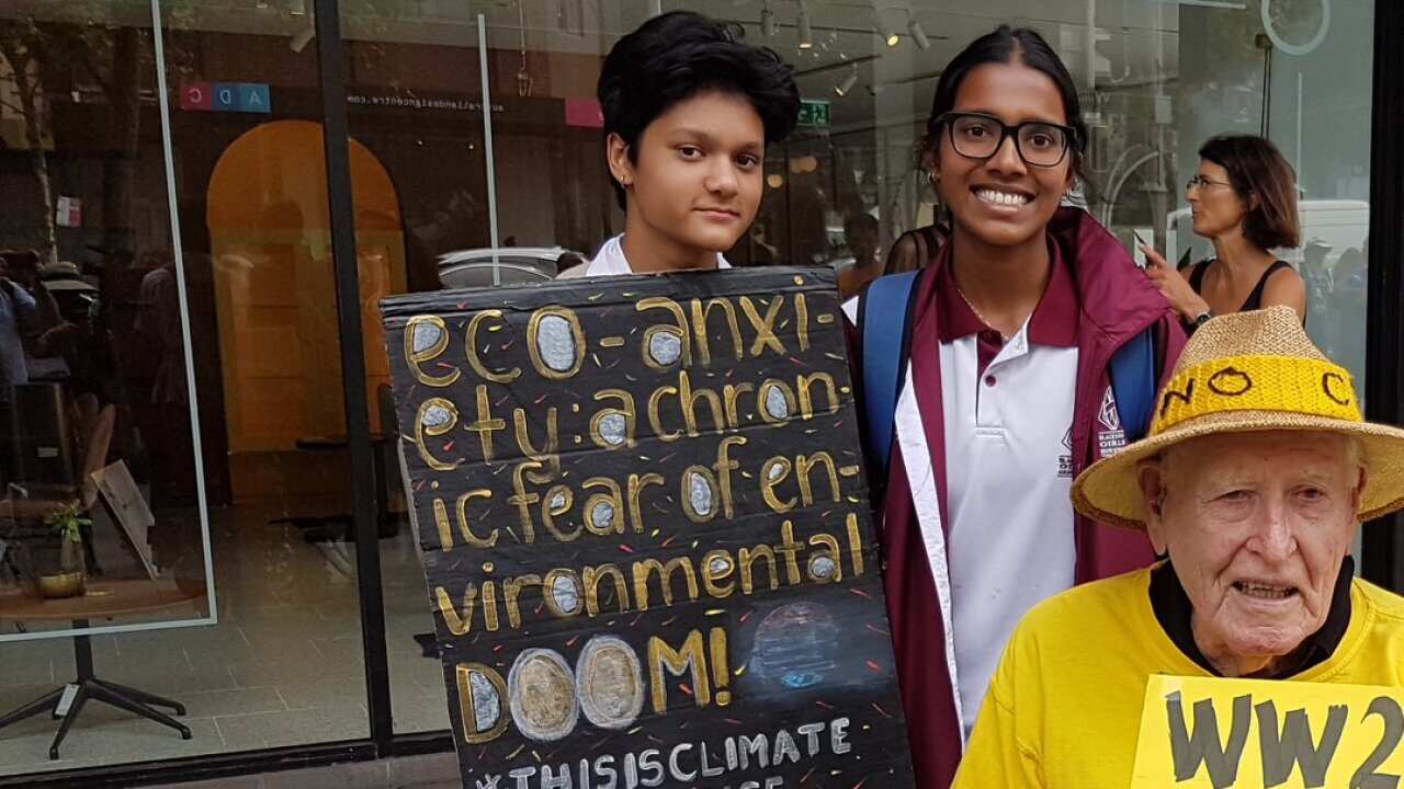 Bill Ryan at a School strike for climate protest.