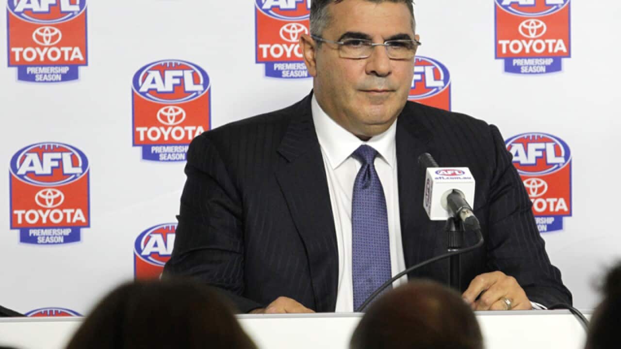 AFL chief executive Andrew Demetriou announces his resignation