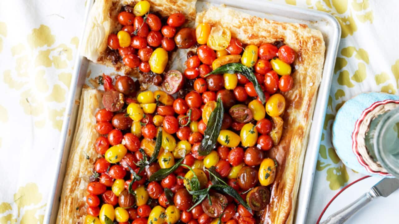 Tomato and sage tart