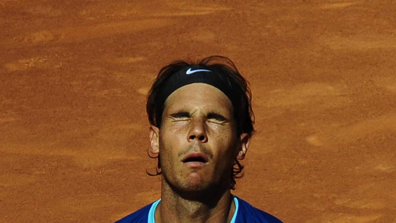 Rafael Nadal during his Barcelona open match against Nicolas Almagro