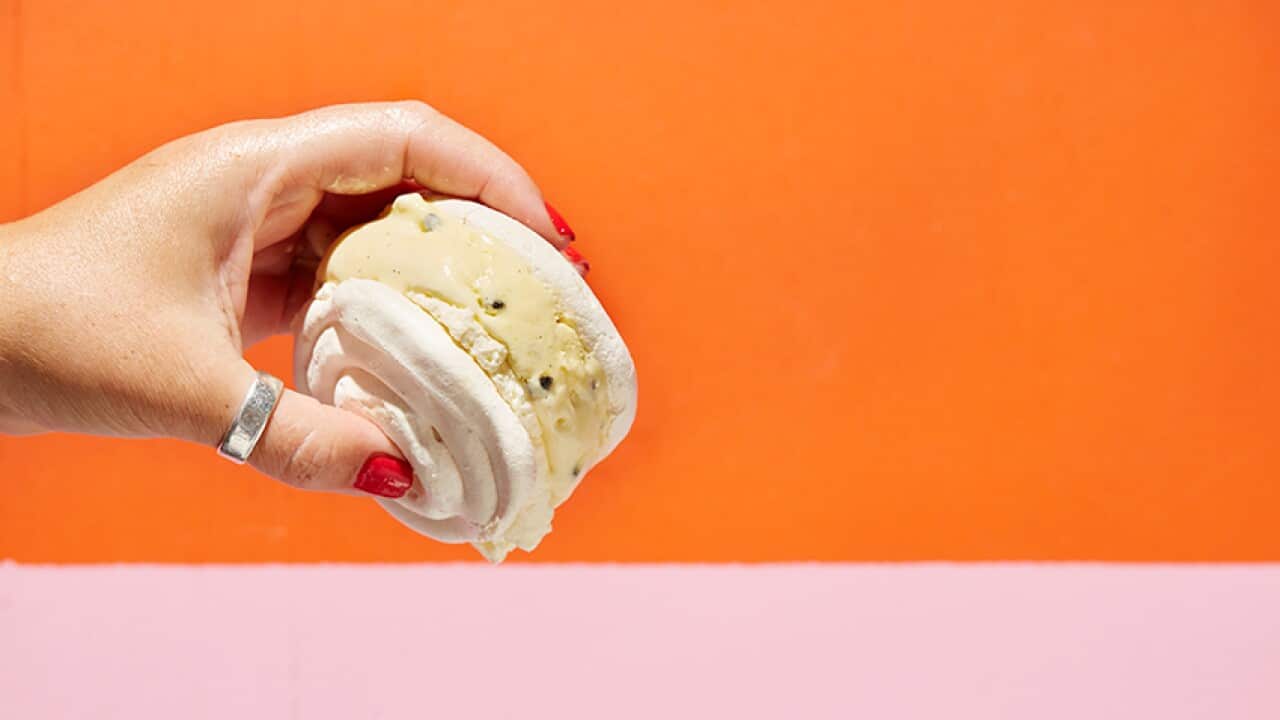 Passionfruit pavlova ice-cream sandwiches