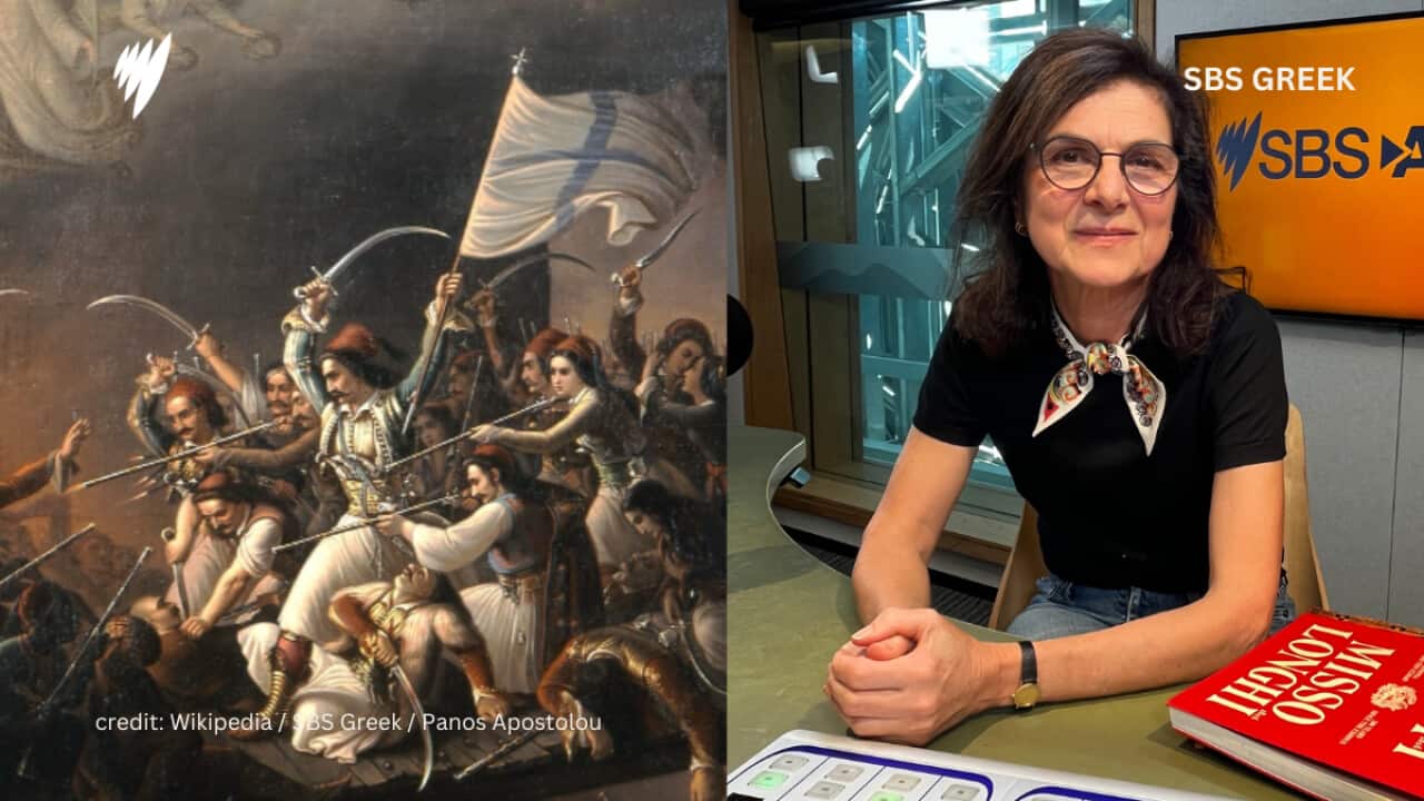 L: Theodoros Vryzakis' “The Exodus from Missolonghi“, Athens, National Art Gallery and Alexander Soutzos Museum. Currently being exhibited at the Trikoupeio Cultural Centre in Mesologgi for the 200th anniversary of the 1826 Exodus. R: Dr Spiridoula Demetriou