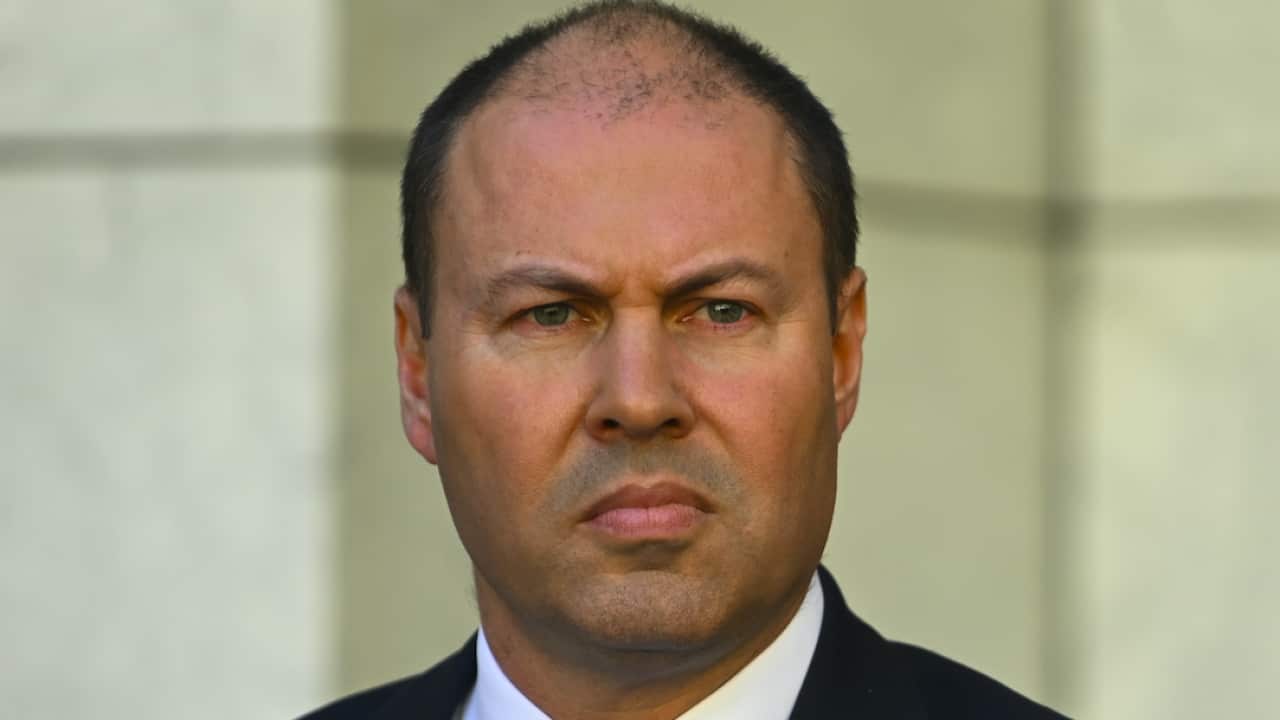 Treasurer Josh Frydenberg speaks to the media.