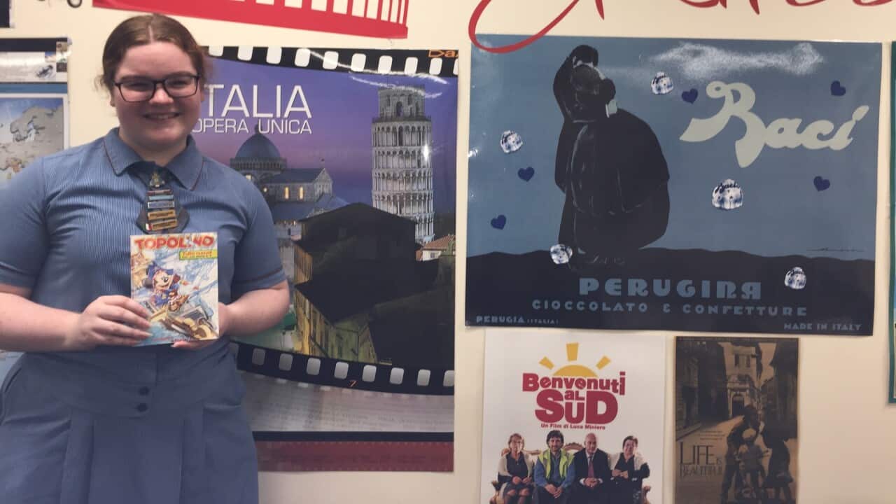 Rose Thompson 17-year old from Brisbane with Italian posters and magazines