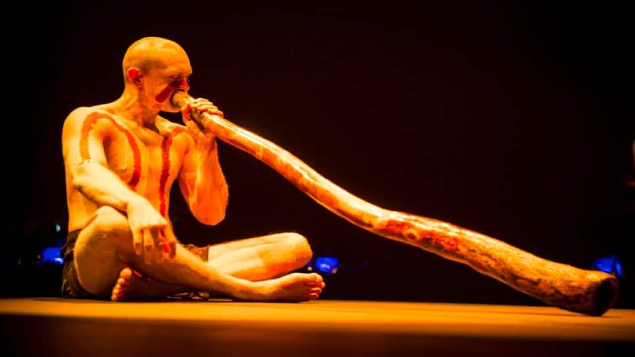 Mitch Firth opens the Premier’s Gala Dinner in March 2017 with a moving performance reflecting on Australia’s Indigenous journey