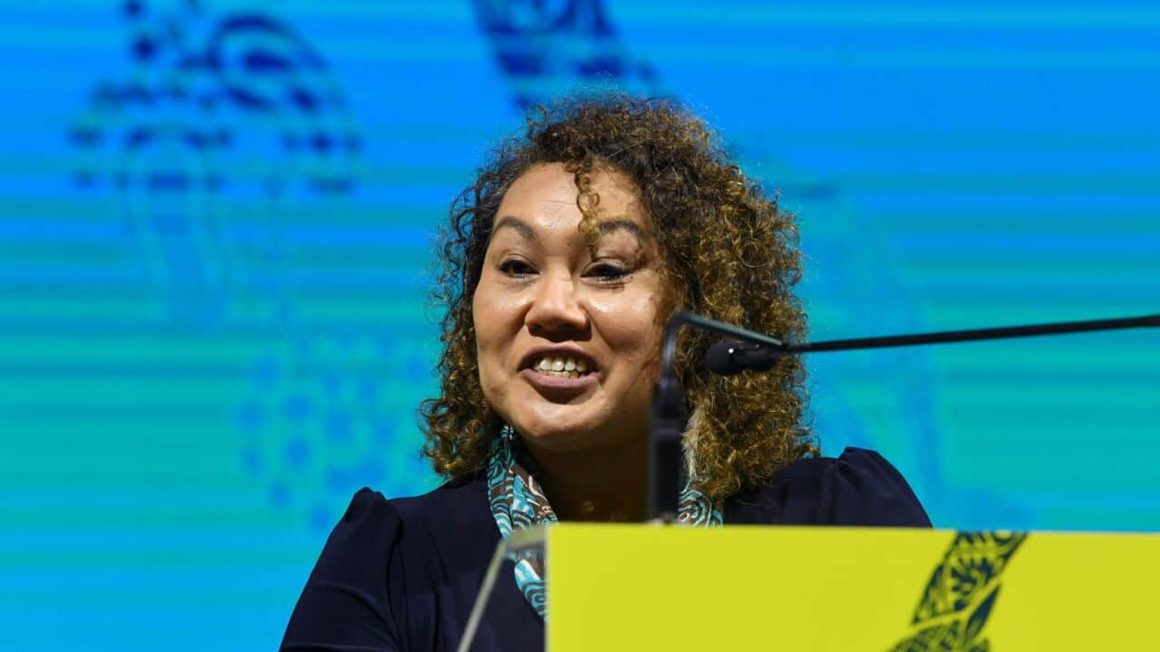 Karen Mundine is seen during the launch of the Australian Olympic Committee’s (AOC) ‘Reflect’ Reconciliation Action Plan, in Brisbane, Wednesday, June 2, 2021. (AAP Image-Dave Hunt) .jpg