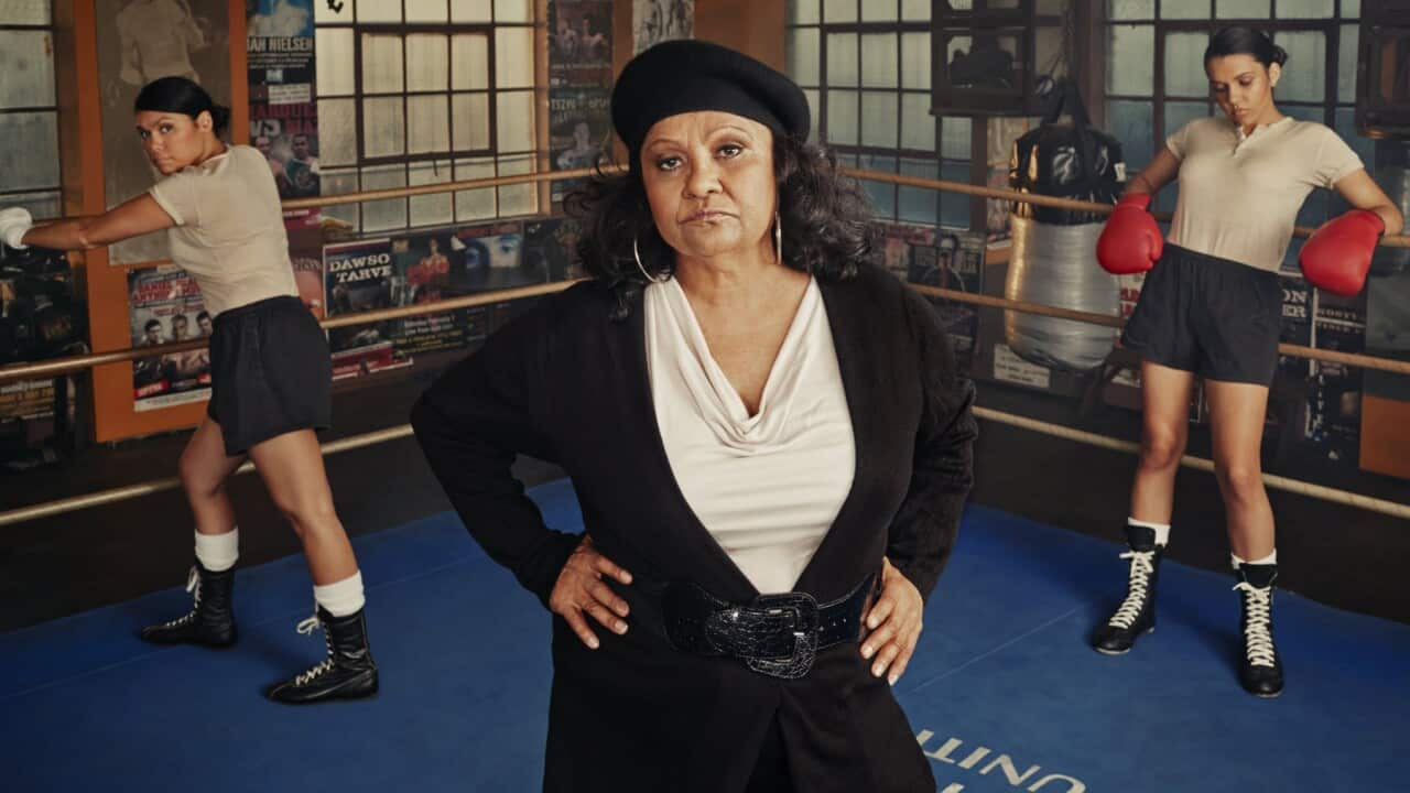 Marlene Cummins at Mundine's Gym, Redfern, Sydney. Blackfella Films 2014.