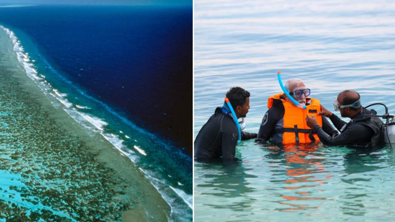 A man wearing snorkelling gear