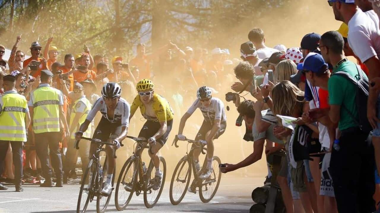Egan Arley Bernal Gomez, Geraint Thomas and Chris Froome.
