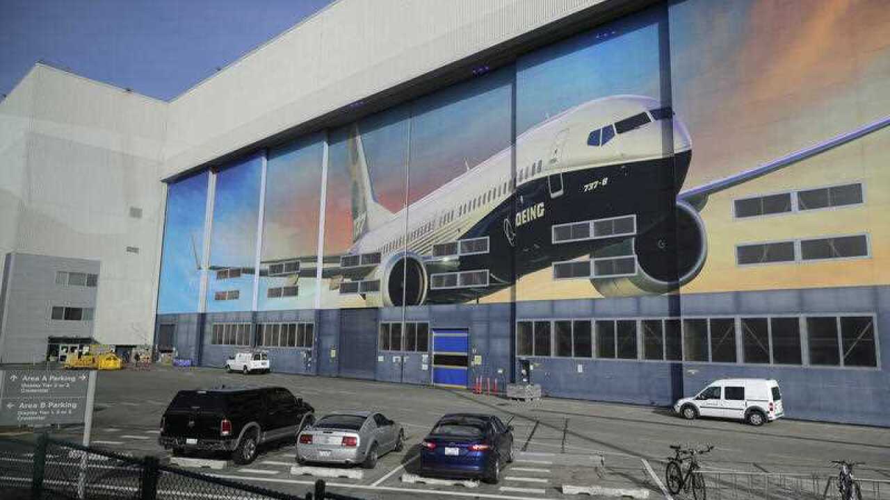The exterior of Boeing's 737 assembly factory in Renton, Washington.