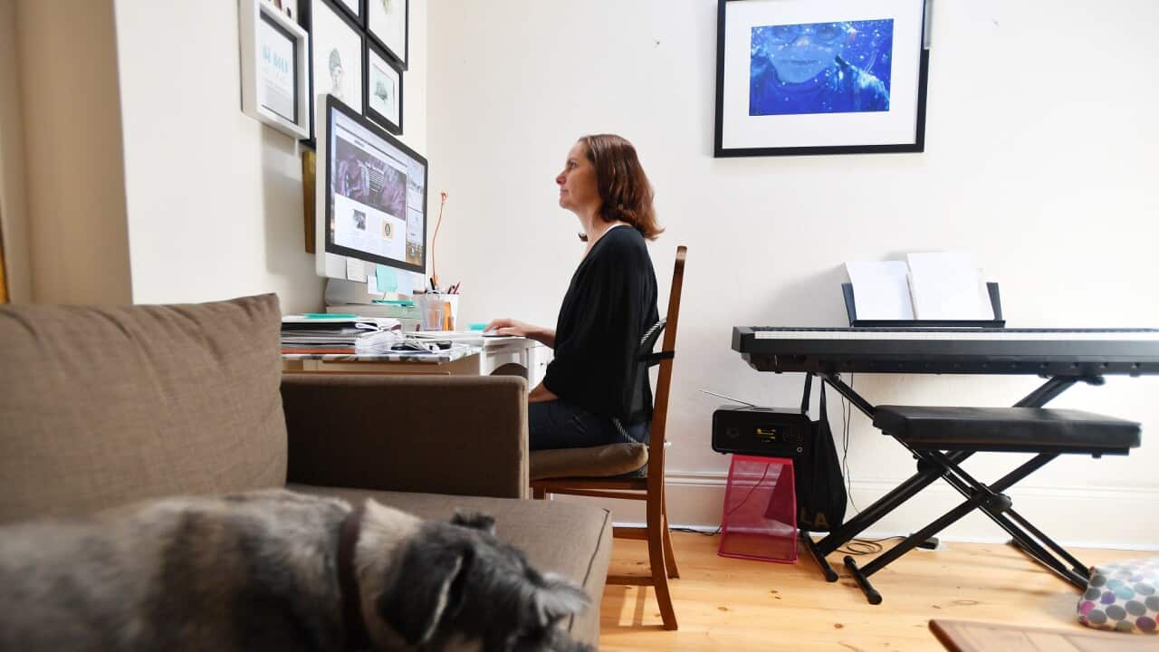AUSTRALIA CORONAVIRUS COVID-19 woman works from home