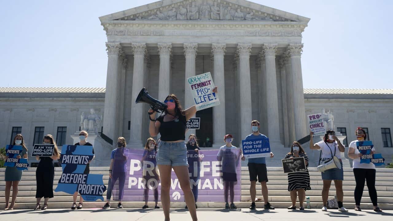 Pro-Life activists rally outside the United States Supreme Court in Washington DC