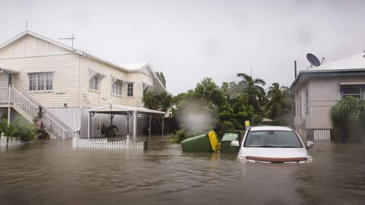 Flooding is seen in Rosslea, Townsville