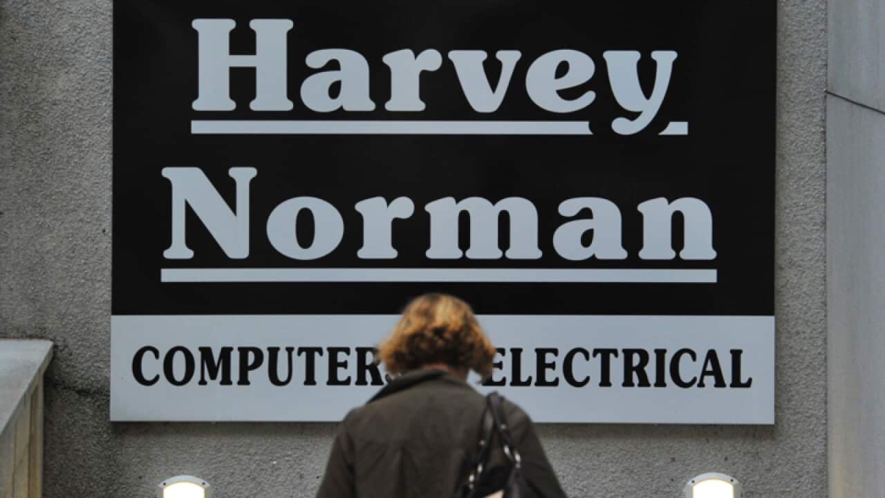 Signage outside a Harvey Norman retail store