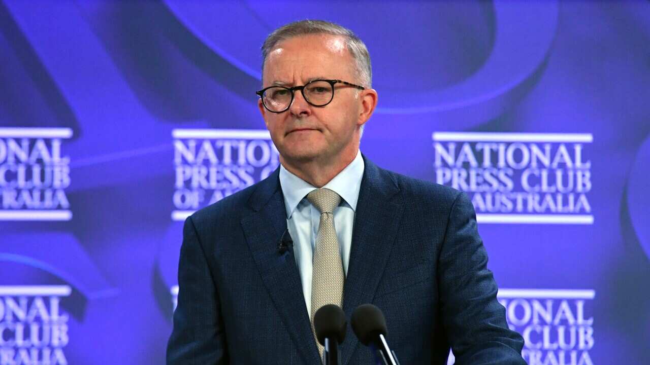 Leader of the Opposition Anthony Albanese at the National Press Club in Canberra.