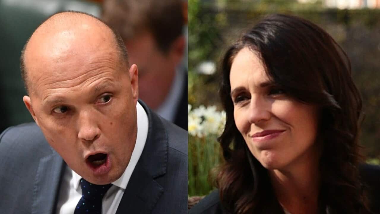 Home Affairs Minister Peter Dutton and New Zealand PM Jacinda Ardern