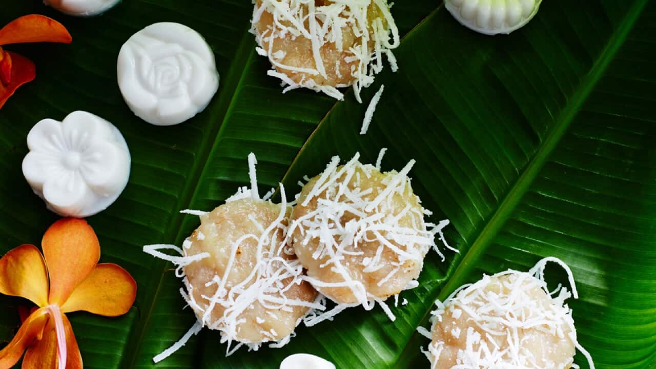 Steamed banana puddings (khanom gluay)
