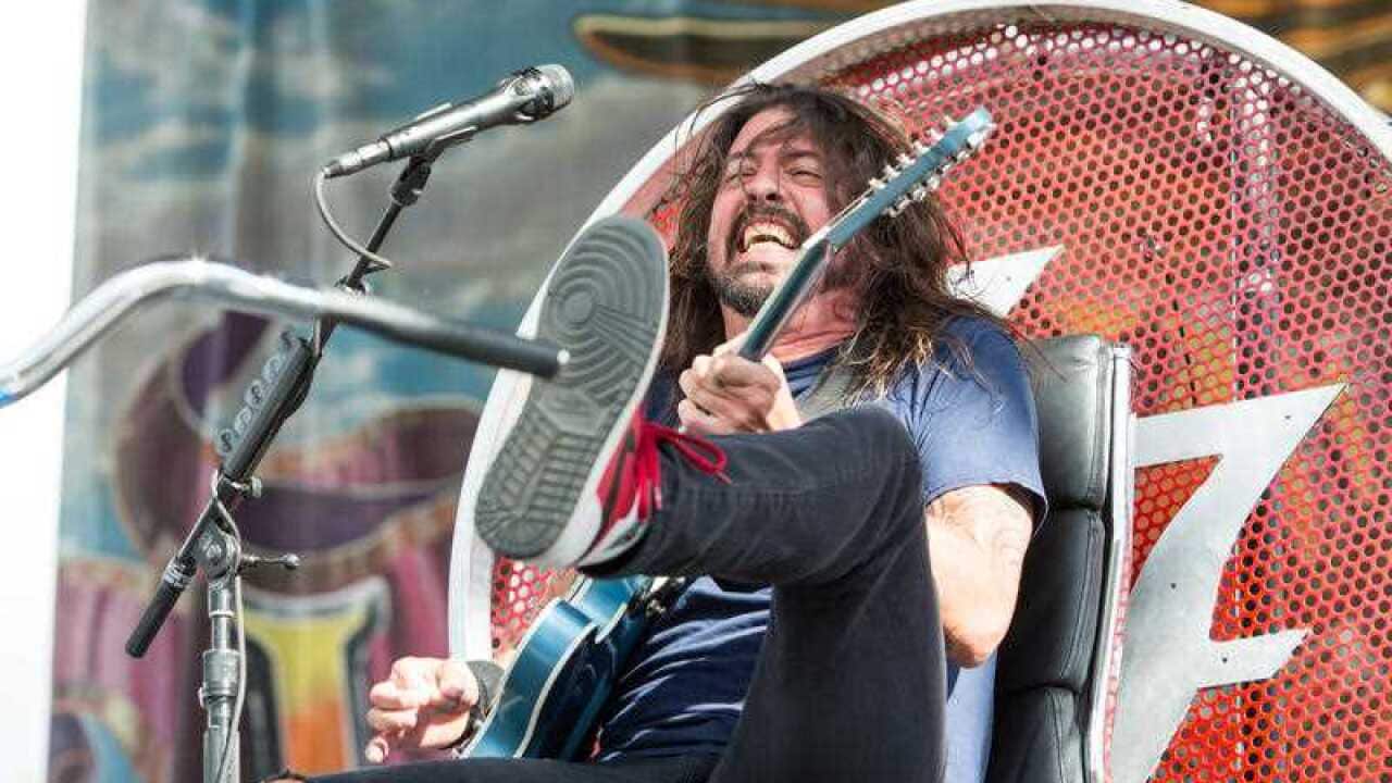 Dave Grohl of the Foo Fighters performs during the 32nd Love Ride at Castaic Lake on Sunday, Oct. 18, 2015, in Castaic, Calif. (Photo by Paul A. Hebert/Invision/AP)