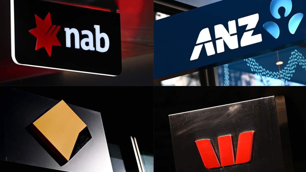 A composite image of signage of Australia's 'big four' banks ANZ, Westpac, the Commonwealth Bank and NAB.