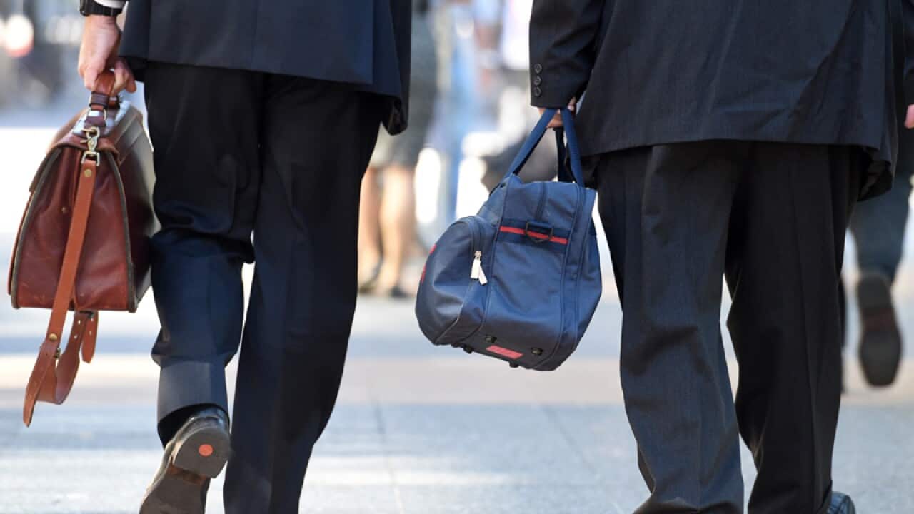 Office workers walking in central Brisbane