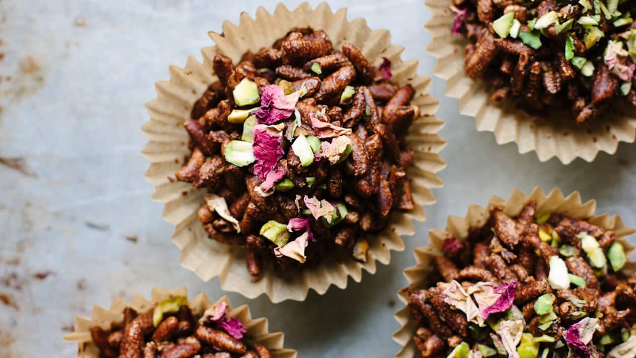 Cardamom, pistachio and rose chocolate crackles