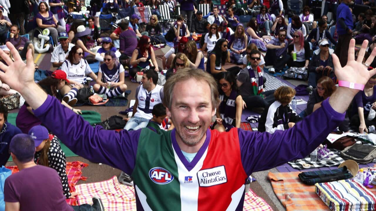 Dockers Fan before the AFL Grand Final around Fremantle, WA