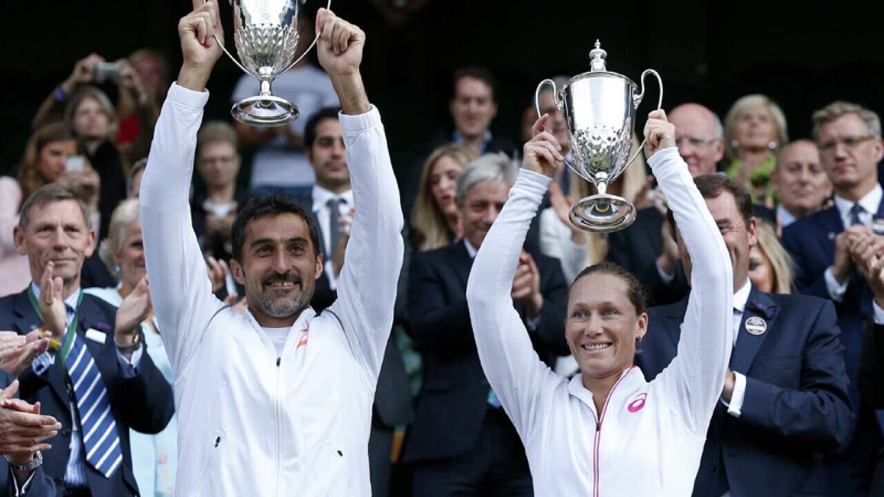 Serbia's Nenad Zimonjic and Australia's Sam Stosur.