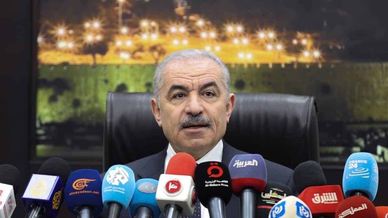 Palestinian Prime Minister Mohammad Shtayyeh announces the resignation of his government (AAP)