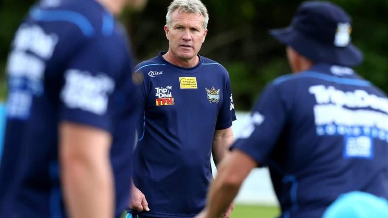 Titans coach Garth Brennan on the field during training.