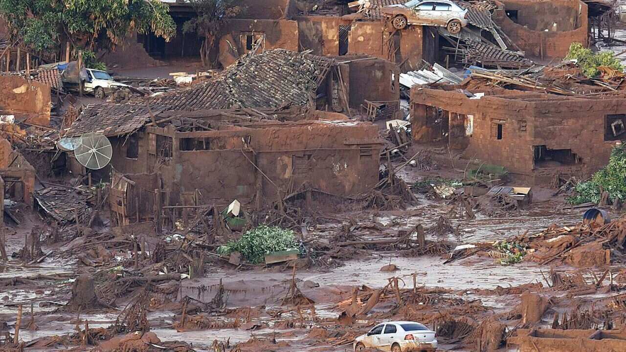 The village of Bento Rodrigues, in Mariana, the southeastern Brazilian state of Minas Gerais where a dam burst at a mining waste site, unleashing a deluge of thick, red toxic mud that smothered a village and killed at least 17 people.