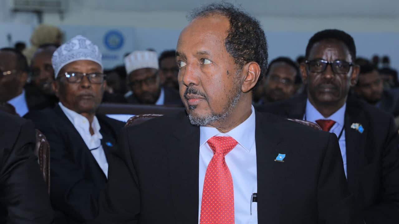 Newly elected Somalia President Hassan Sheikh Mohamud following his swearing-in (Getty)
