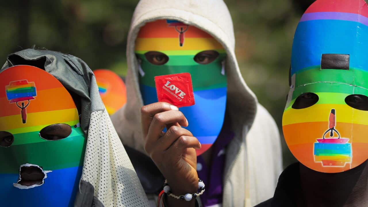 A protest against Uganda's anti-gay bill