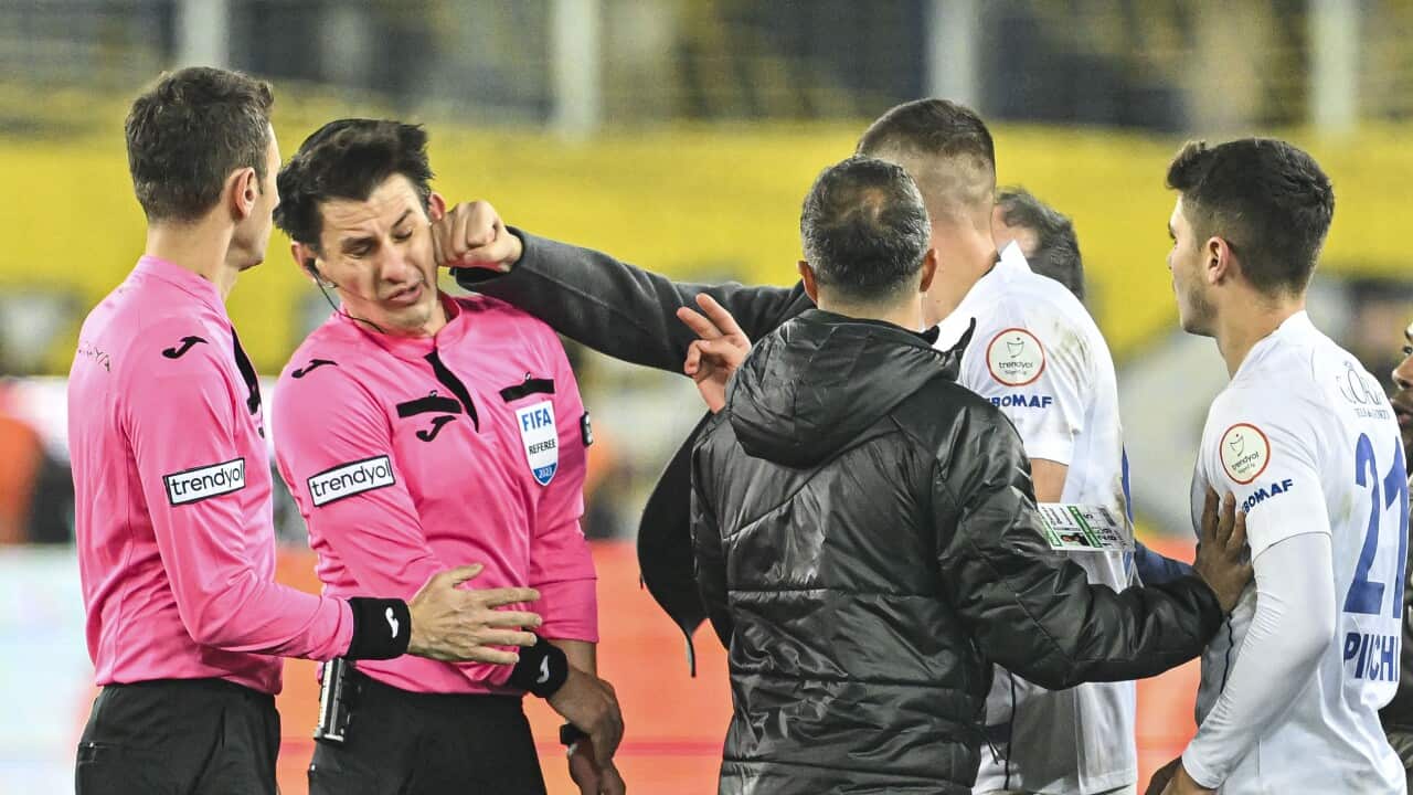 MKE Ankaragucu President Faruk Koca punches referee Halil Umut Meler