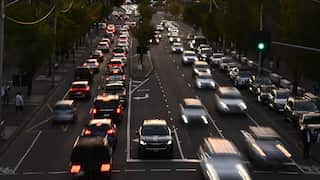An aerial view of traffic.
