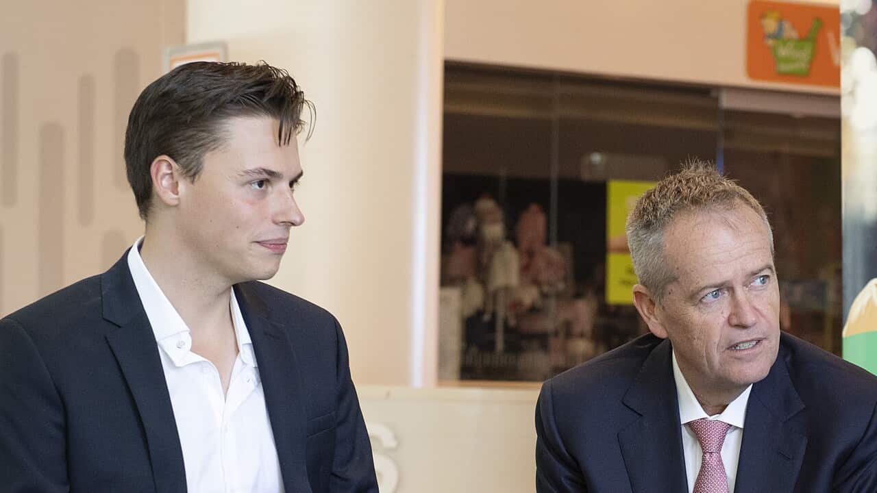 Luke Creasey (left) and Opposition Leader Bill Shorten.