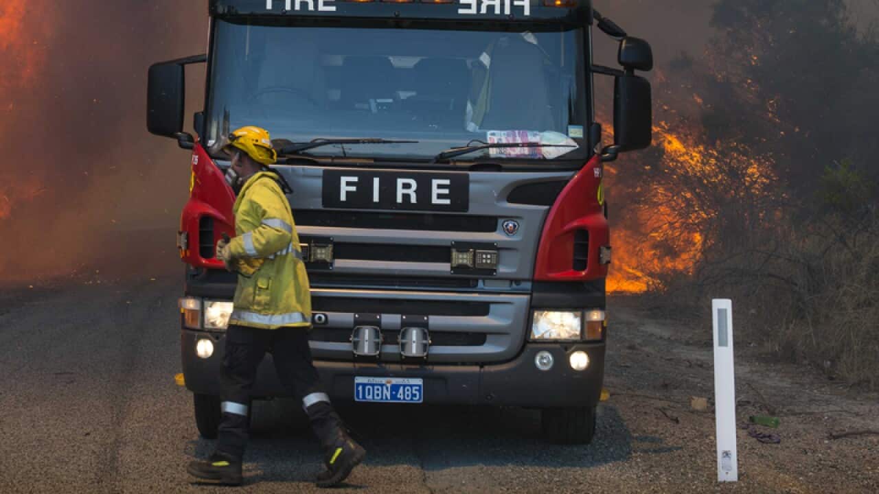 WA firefighters fight a blaze.