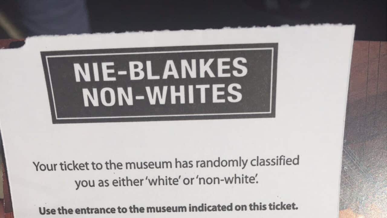 Ticket to the Apartheid Museum allocating a non-white classification