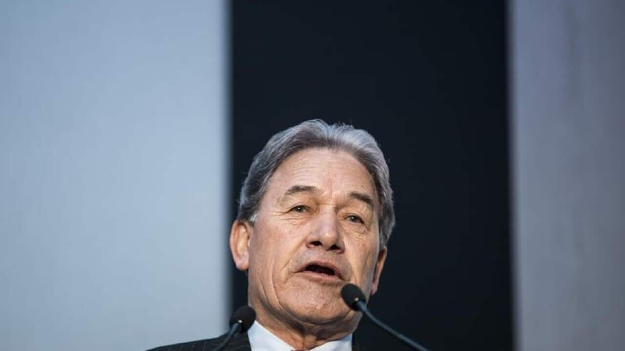 New Zealand Foreign Minister Winston Peters speaks.