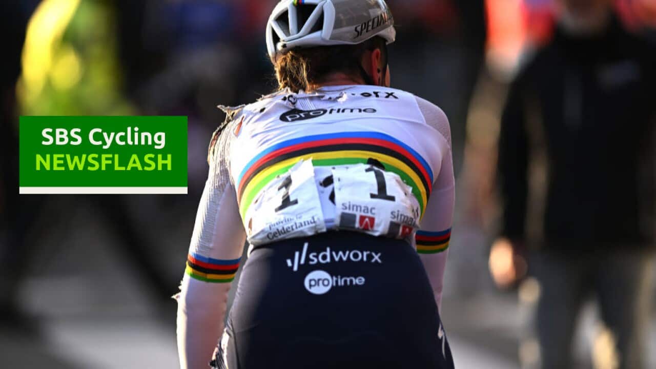 DOETINCHEM, NETHERLANDS - OCTOBER 12: Lotte Kopecky of Belgium and Team SD Worx - Protime crosses the finish line injured after being involved in a crash during the 26th Simac Ladies Tour 2024, Stage 5 a 140km stage from Doetinchem to Doetinchem / #UCIWWT / on October 12, 2024 in Doetinchem, Netherlands. (Photo by Luc Claessen/Getty Images)