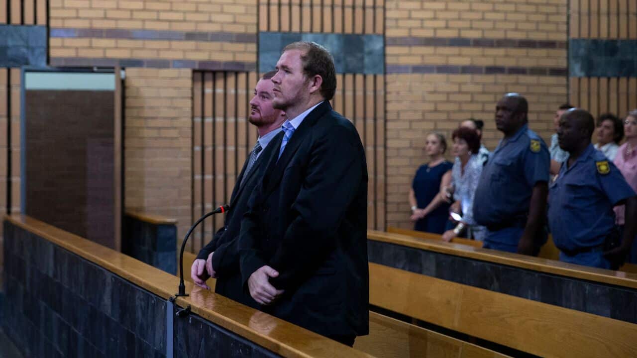 Pieter Doorewaard (Left) and Phillip Schutte (Right) attend their sentencing hearing in the North West High Court in Mahikeng.