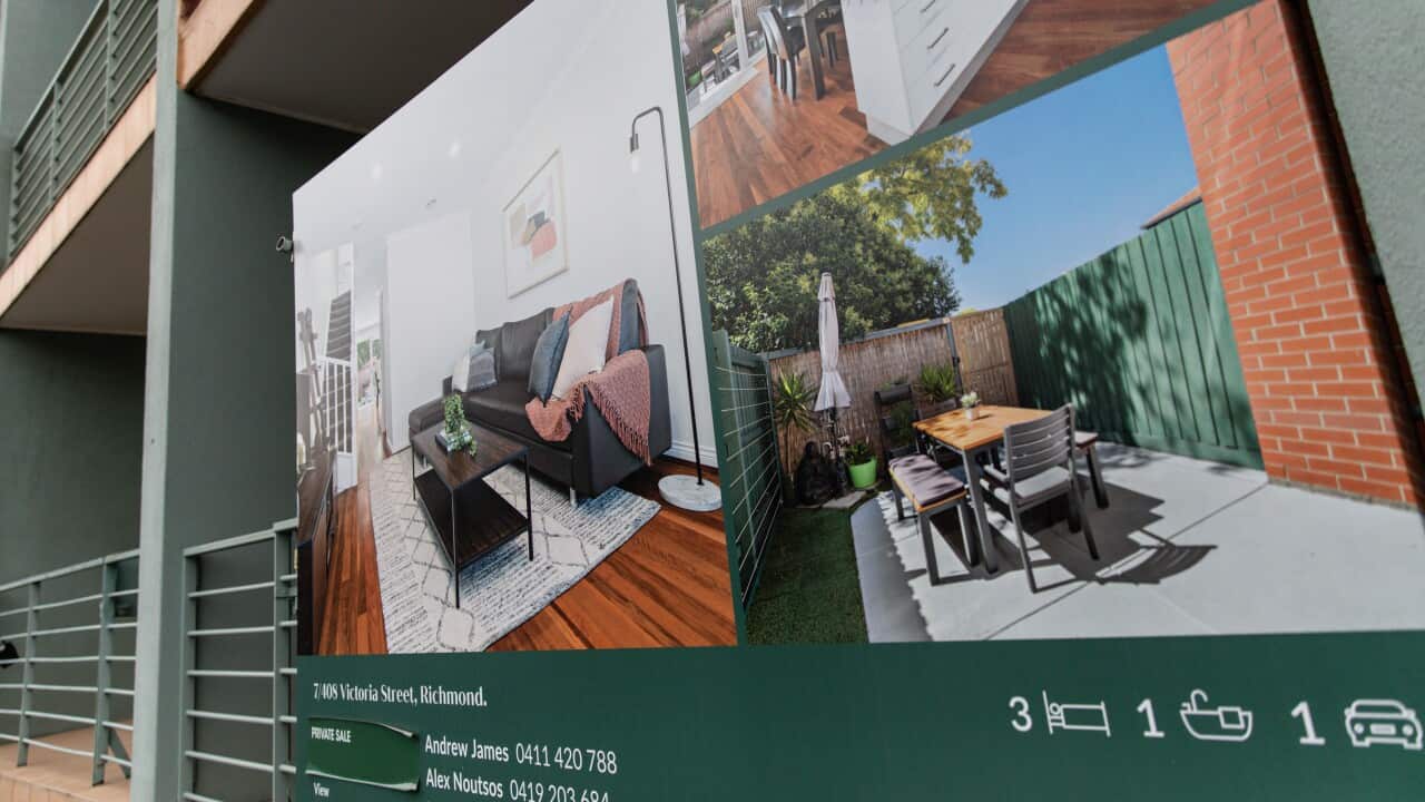 墨爾本的一處住宅物業外出現了銷售標牌。