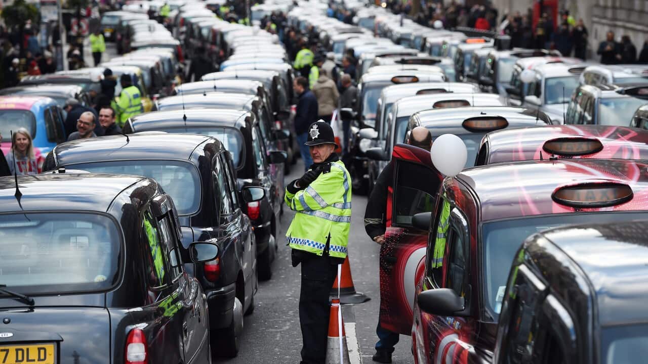 Thousands of London black cab taxis