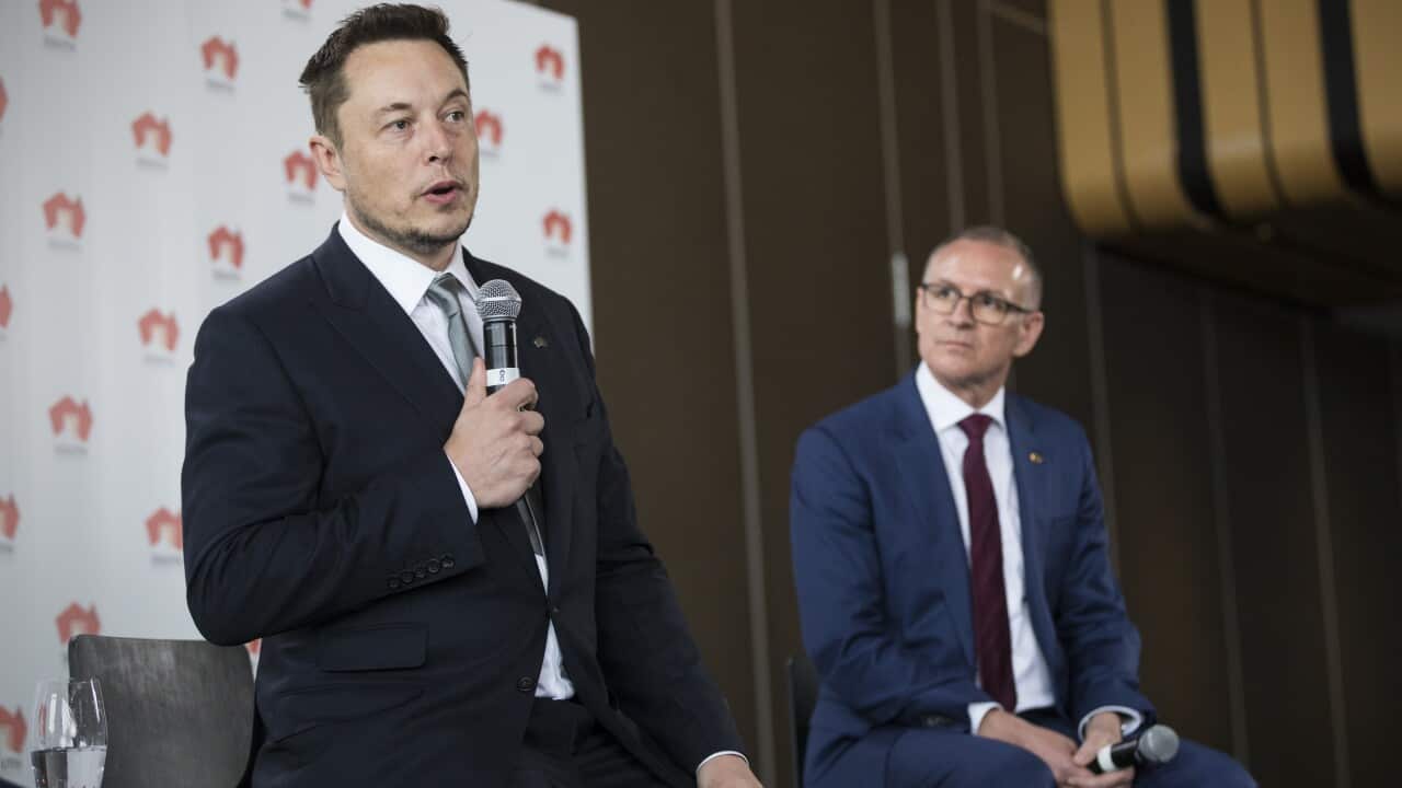 Tesla CEO Elon Musk and SA Premier Jay Weatherill in July 2017.