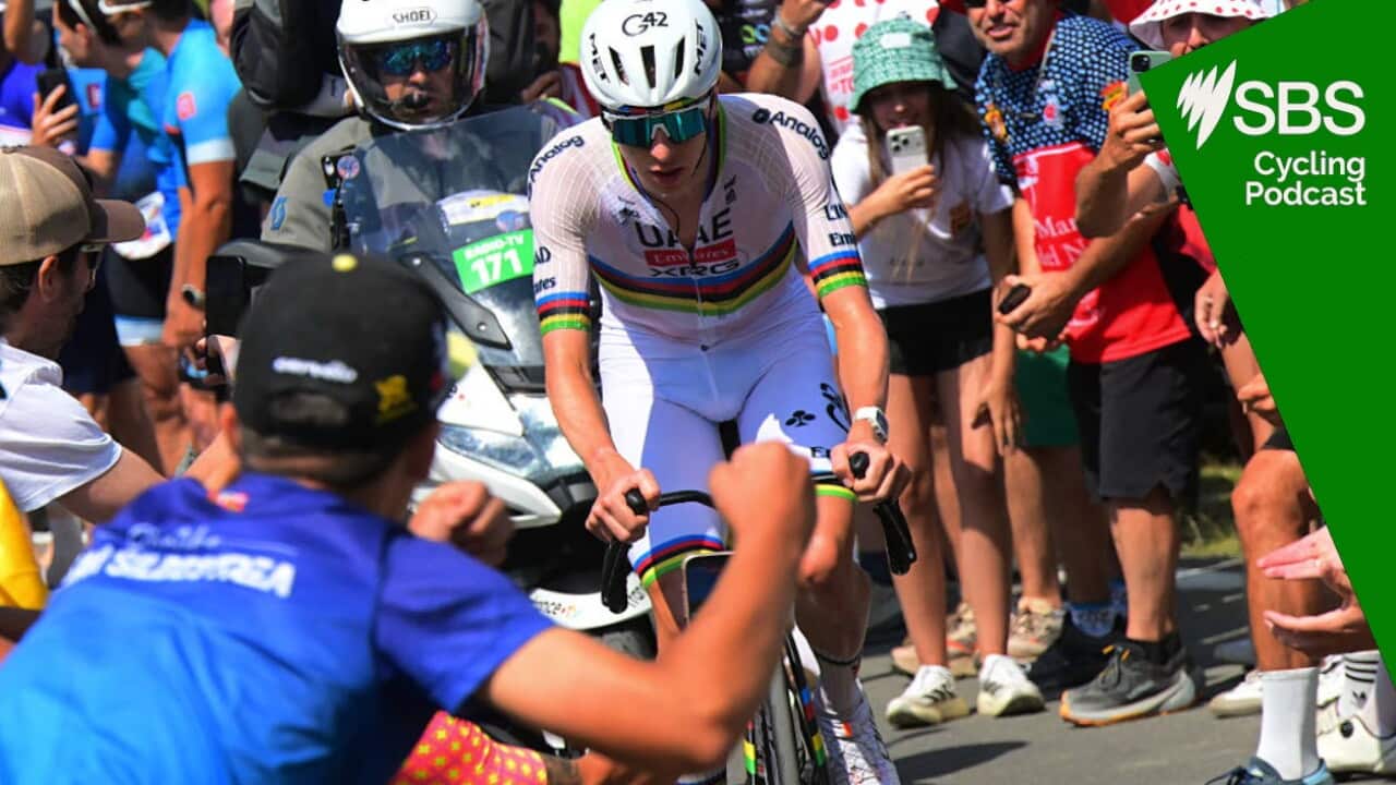 GAVARNIE-GEDRE, FRANCE - JULY 09: Tadej Pogacar of Slovenia and UAE Team Emirates - XRG competes climbing to the Col du Tourmalet (2107m) while fans cheers during the 113th Tour de France 2026, Stage 6 a 186.2km stage from Pau to Gavarnie-Gedre 1379m / #UCIWT / on July 09, 2026 in Gavarnie-Gedre, France. (Photo by Bernard Papon - Pool/Getty Images)
