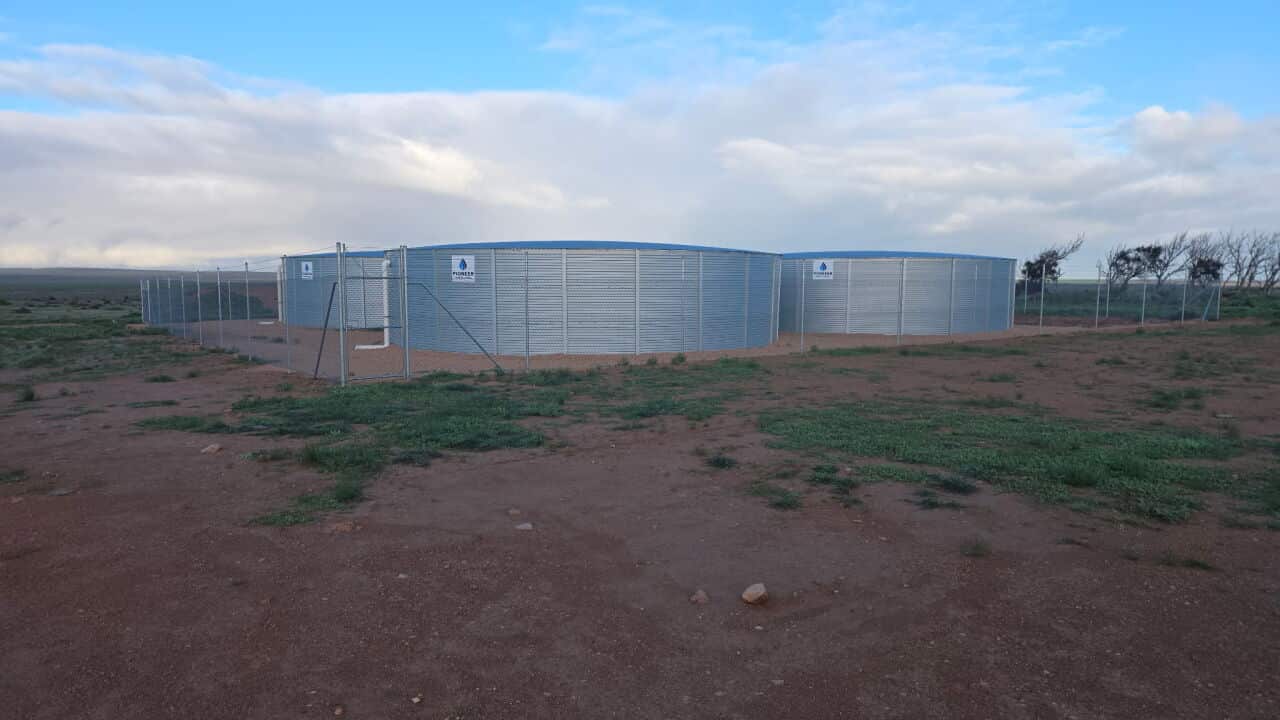 Water tanks wide shot scotdesco